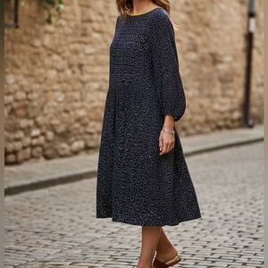 Boden Navy with Gold and White Stars Women's Dress 12